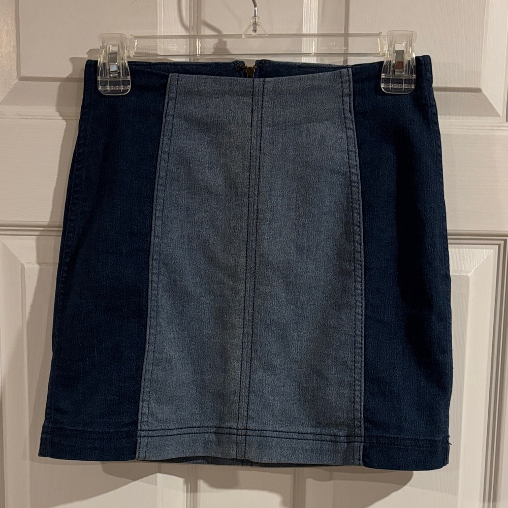 Free People Y2K Two-Tone Denim Mini Skirt size 0‎